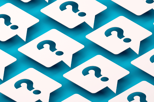 Spørsmålstegn i snakkebobler